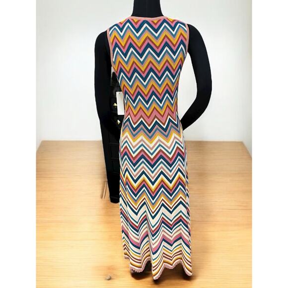 NWT Shoshanna Leia Chevron Stripe Midi Dress – Size Medium - Picture 4 of 8